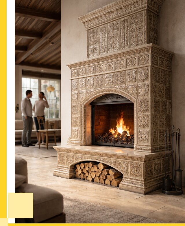 Купить изразцовый камин в Сосновоборске от 258625 р. | ЭриданСсб