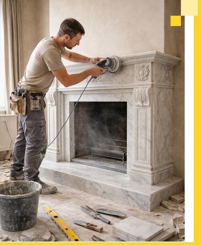 Изготовление и установка мраморных каминов в Сосновоборске под ключ