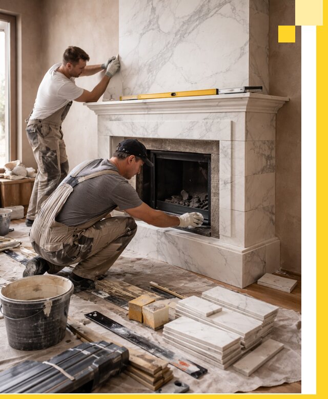 Отделка каминов в Сосновоборске качественные облицовочные работы