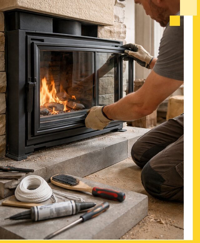 Производство, монтаж и доставка каминов со стеклом в Сосновоборске