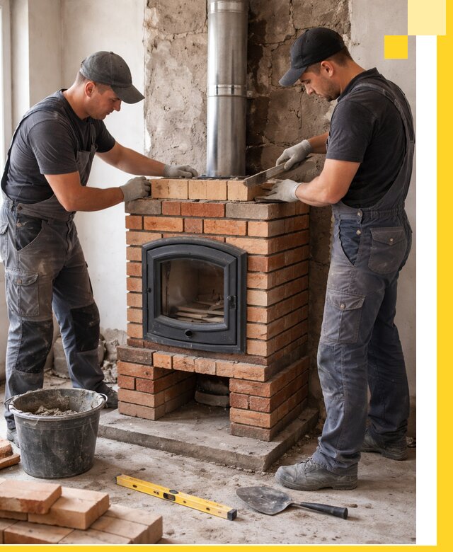 Монтаж печи камина под ключ в Сосновоборске с гарантией и пусконаладкой