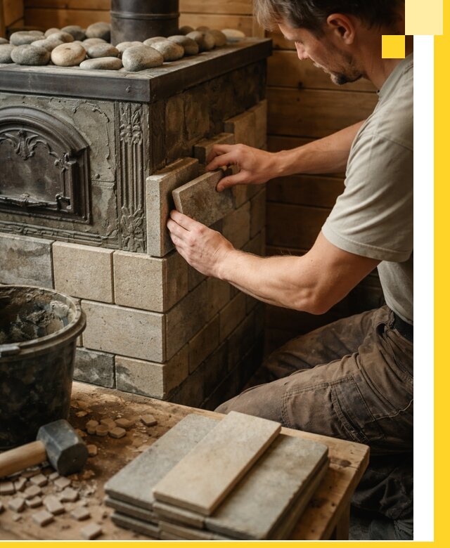 Облицовка банных печей в Сосновоборске профессиональная отделка