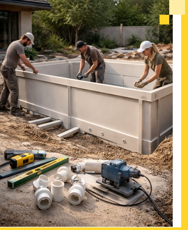 Установка полипропиленовых бассейнов под ключ в Сосновоборске