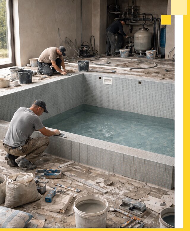 Строительство и монтаж бассейнов в помещении в Сосновоборске