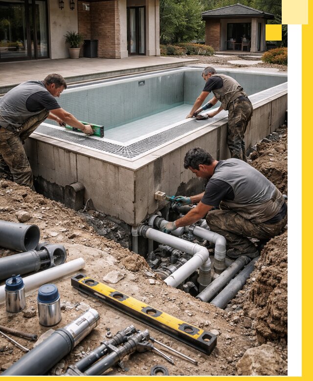 Строительство переливных бассейнов в Сосновоборске под ключ