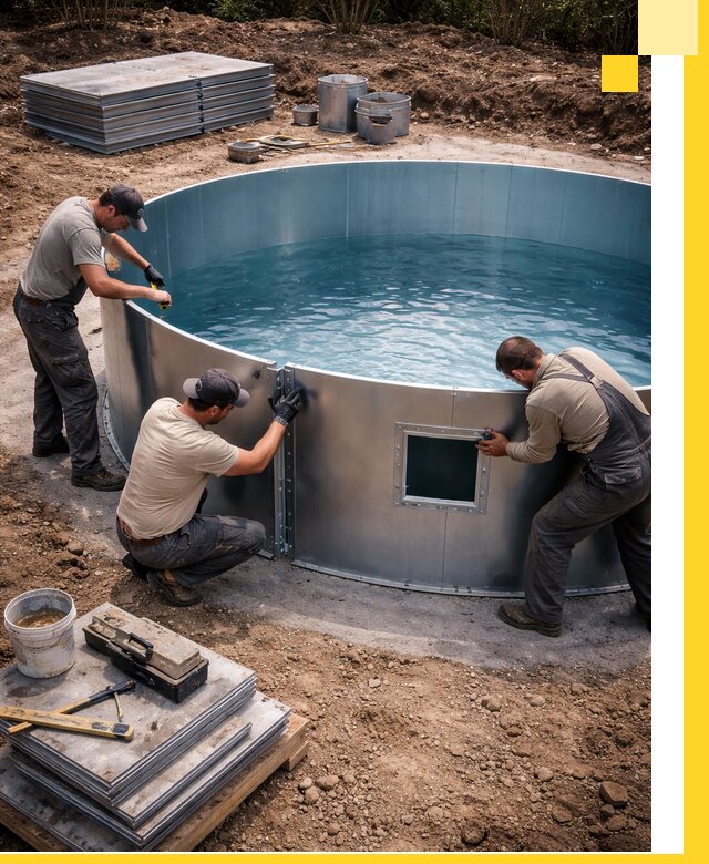 Круглые бассейны под ключ в Сосновоборске проектирование и монтаж