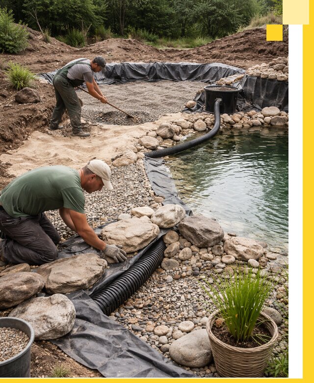 Строительство природных бассейнов и озер в Сосновоборске под ключ