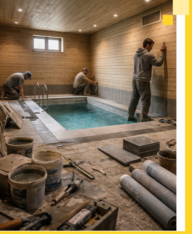 Строительство бани с бассейном и сауной под ключ в Сосновоборске