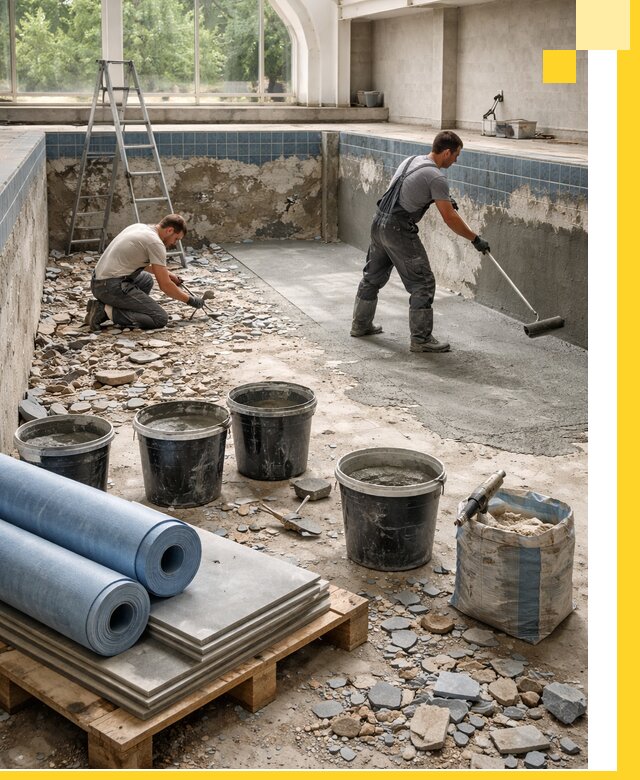 Реконструкция бассейнов в Сосновоборске: ремонт, гидроизоляция