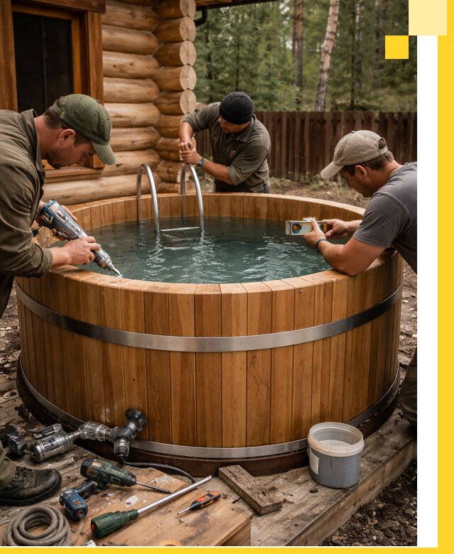 Строительство бань с купелью под ключ и отделкой в Сосновоборске