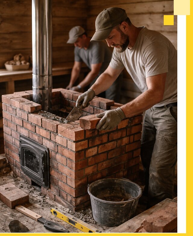 Кирпичные печи для бани под ключ в Сосновоборске, проект и монтаж