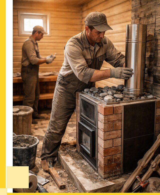 Монтаж печи в бане под ключ в Сосновоборске от 20690 р. | ЭриданСсб