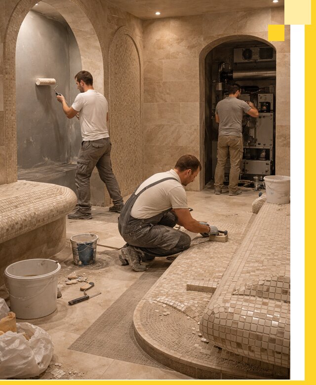 Строительство бани с хамамом и бассейном под ключ в Сосновоборске