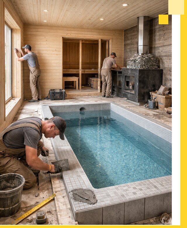 Проект бани с бассейном и сауной в Сосновоборске под ключ