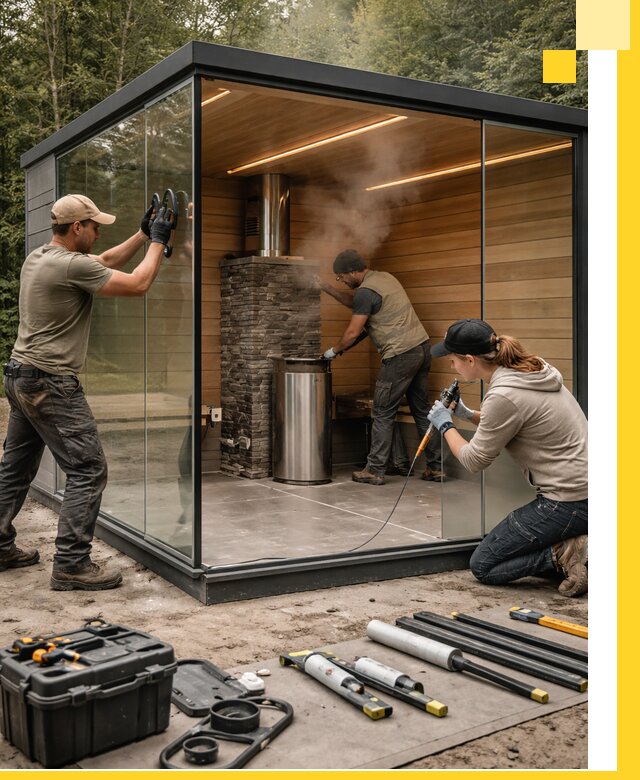 Проектирование и строительство стеклянных бань в Сосновоборске