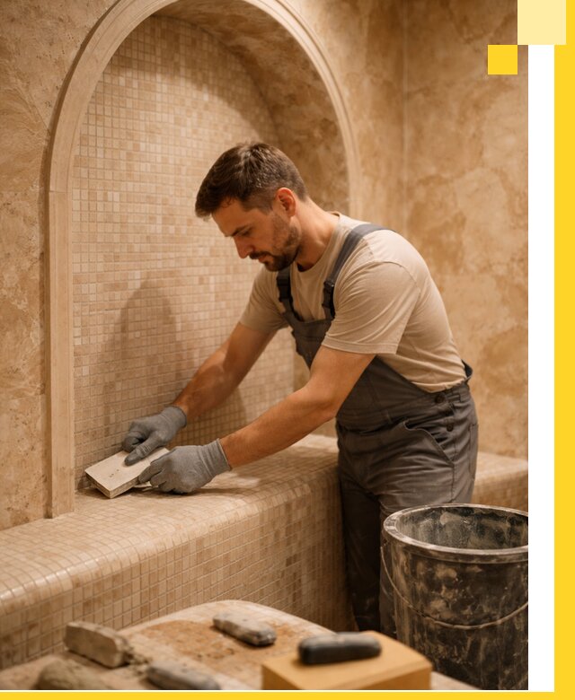 Профессиональная отделка хамамов с мозаикой под ключ в Сосновоборске