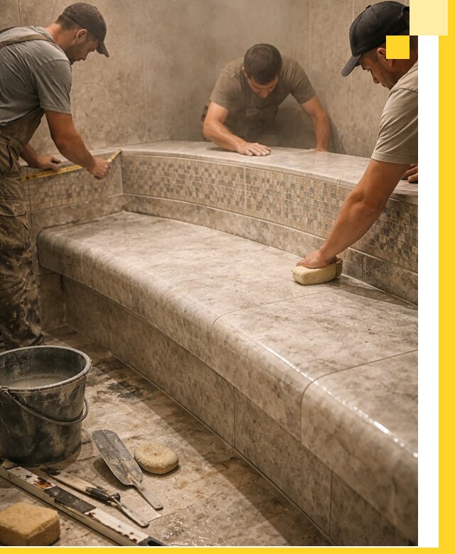 Изготовление и установка сидений для хамама в Сосновоборске